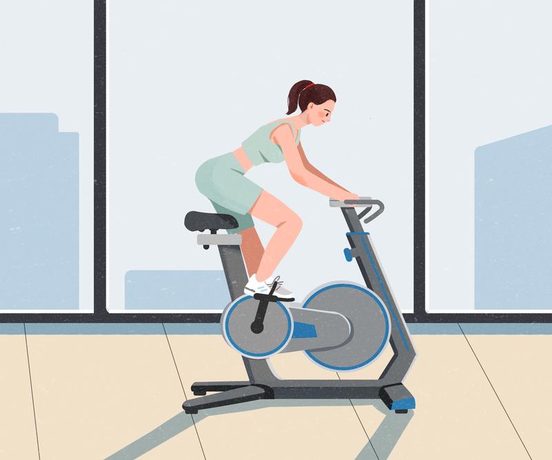 跟着动感音乐一起运动起来，健身房的动感单车中文教学